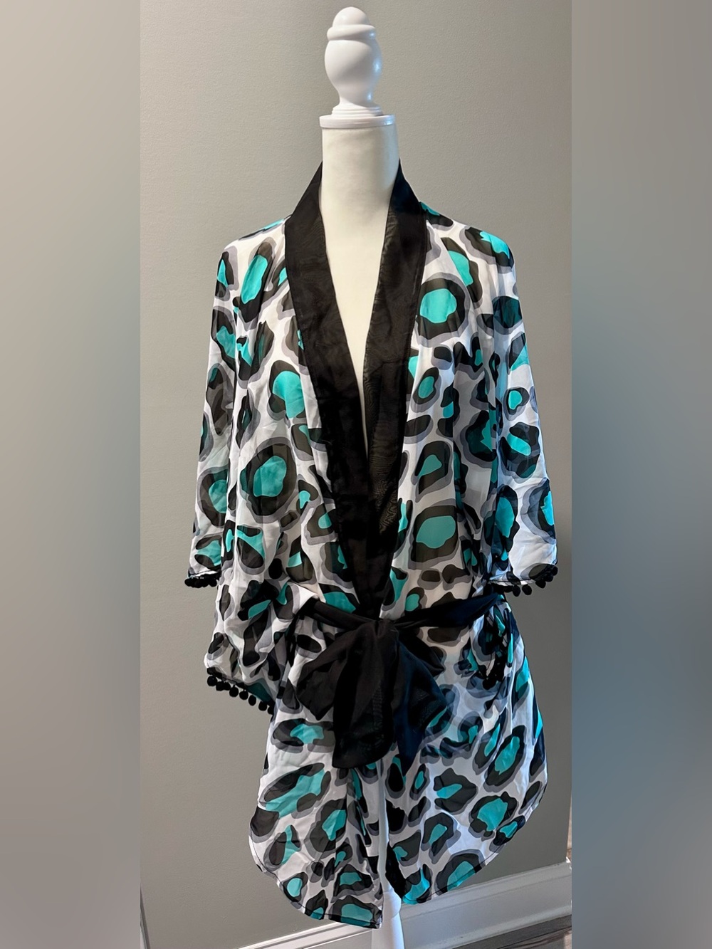 Ashley Stewart Leopard Print Swim Cover Up Kimono NWT